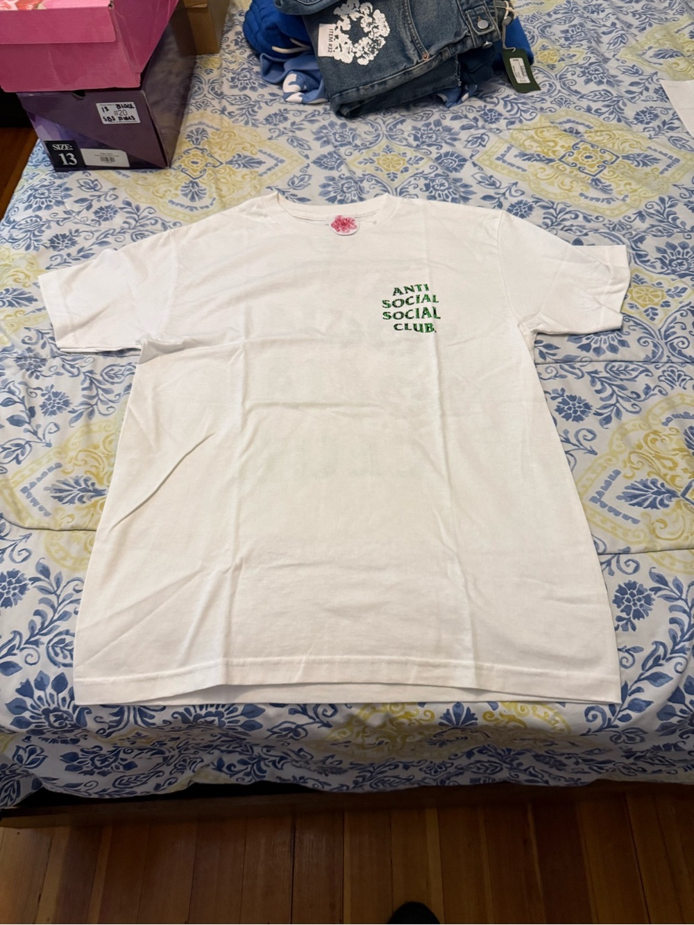 Anti Social Social Club White T-Shirt with Green Logo